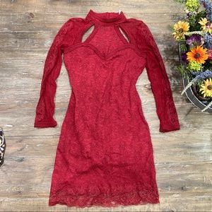 Free people red lace dress xs